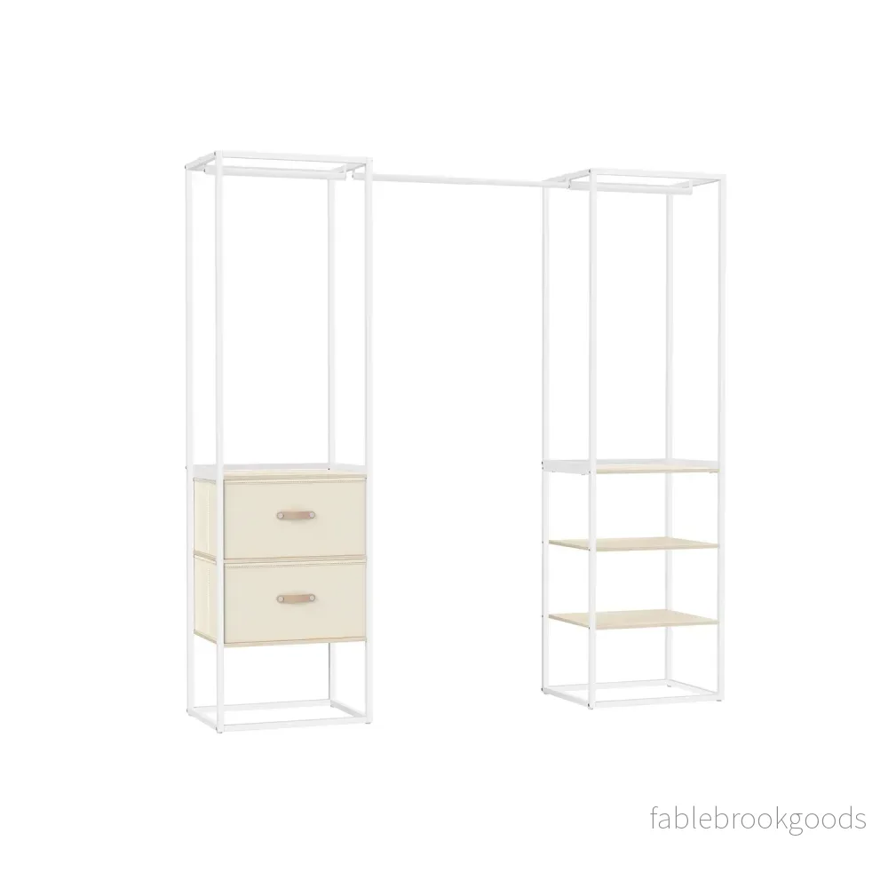 Klädställ – med 2 lådor – stål – naturbeige Klädställ – med 2 lådor – stål – naturbeige