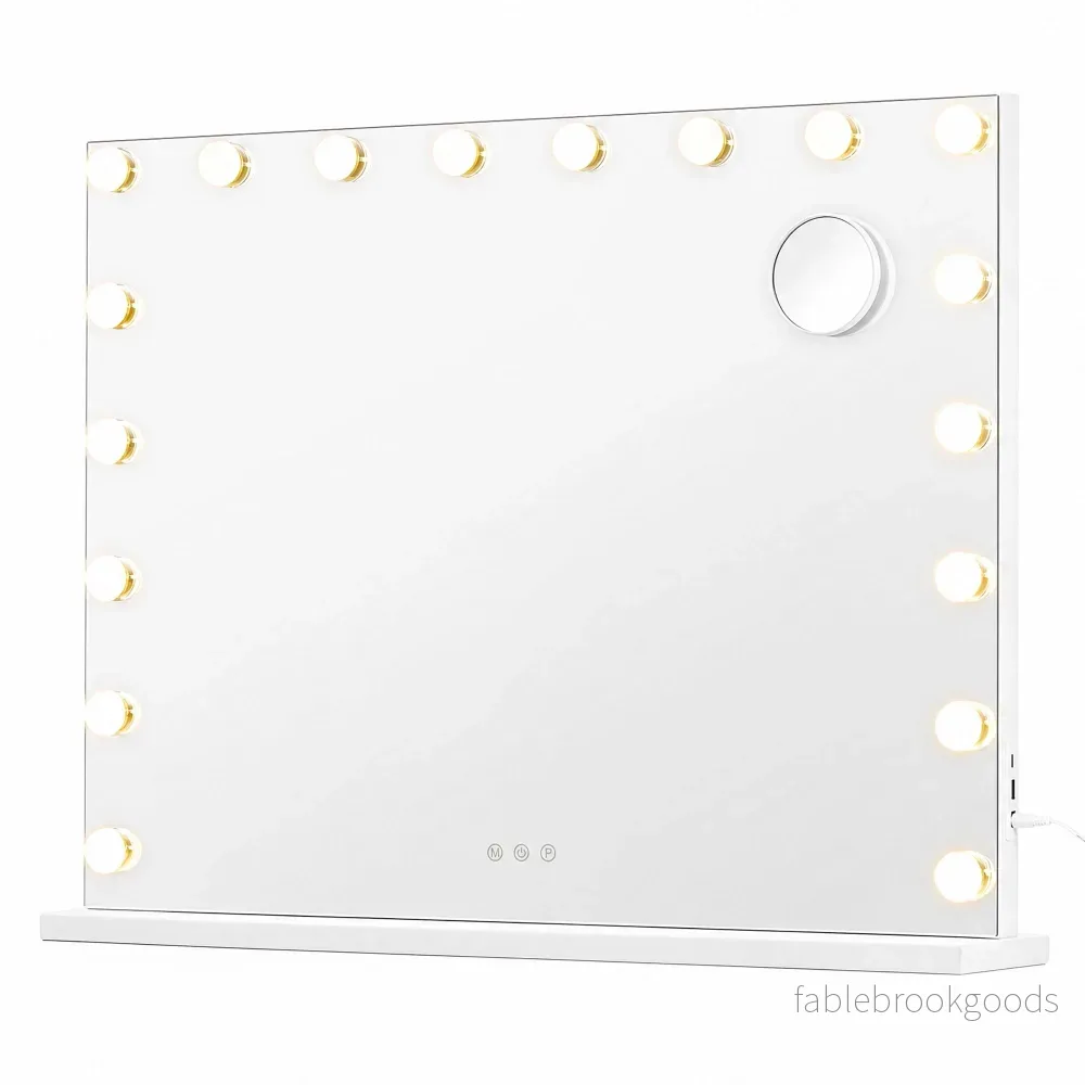 Make-upspiegel - Hollywood met Dimbare LED's - 10x Vergroting - Matwit - 62 x 80 x 5,7 cm