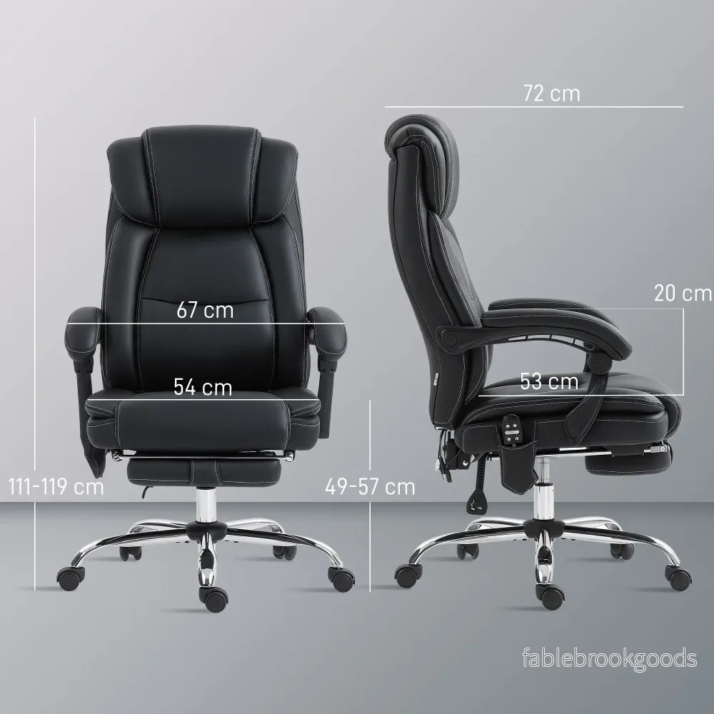 Ergonomisk kontorsstol med massage, fotstöd, svart läder - Bild 3