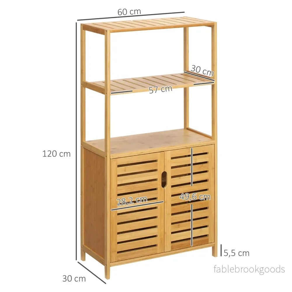 Badrumsskåp med jalusidörrar, bambu, naturligt - Bild 3