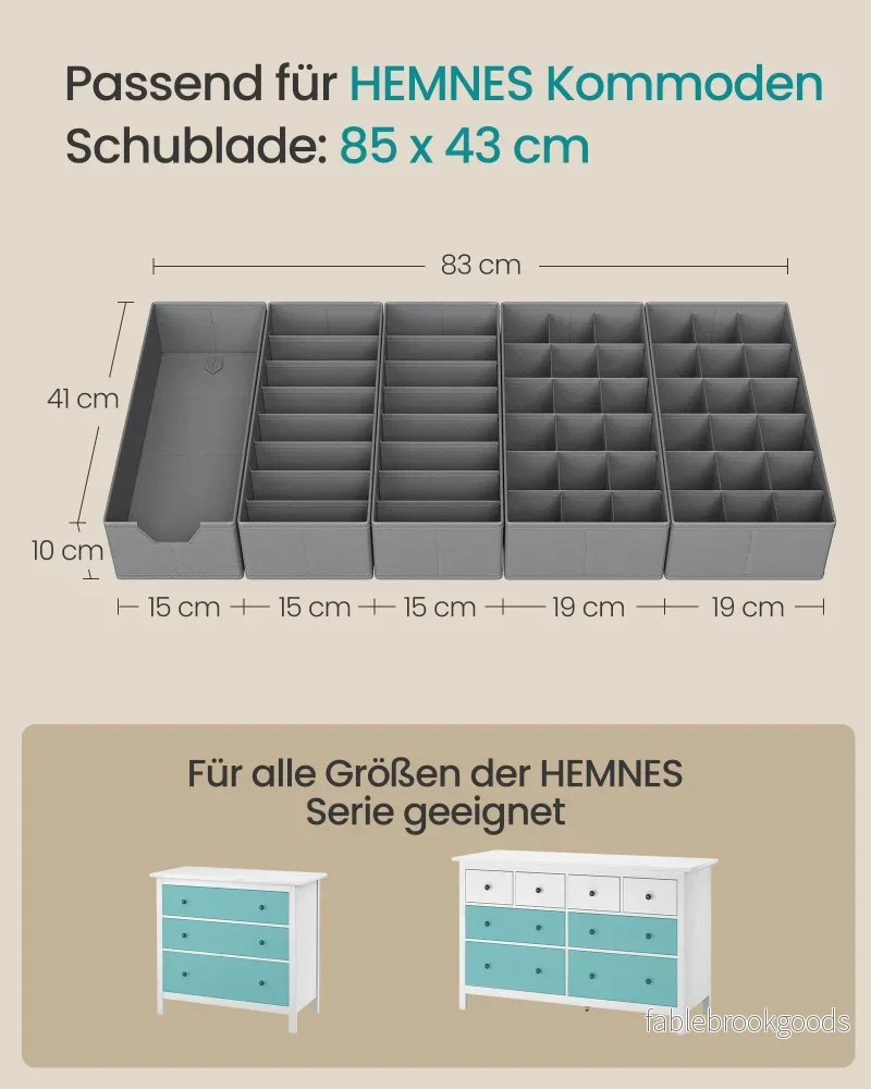 Lade-organizer - Opvouwbaar - Set van Meerdere Boxen - Duifgrijs - 19 x 41 x 10 cm - Bild 3