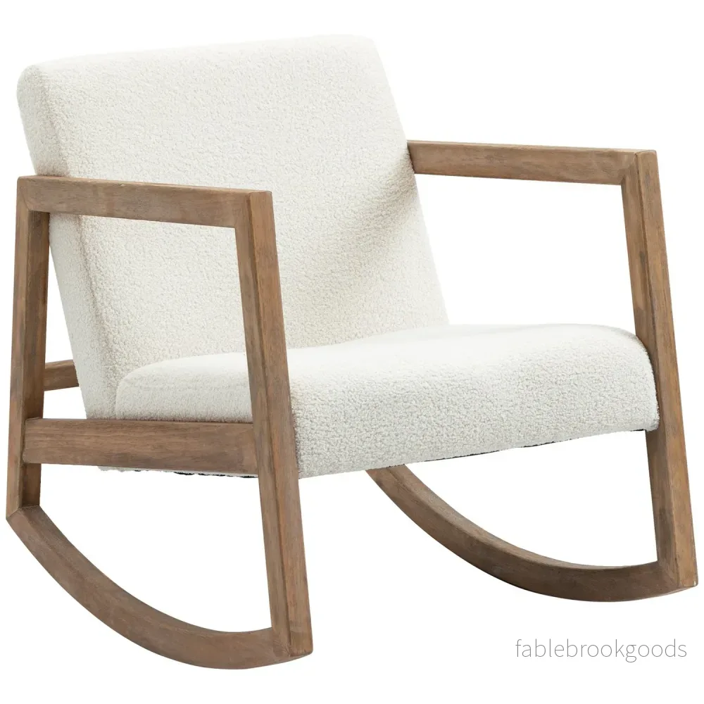 Cream White Rubberwood gungstol – vadderad komfort