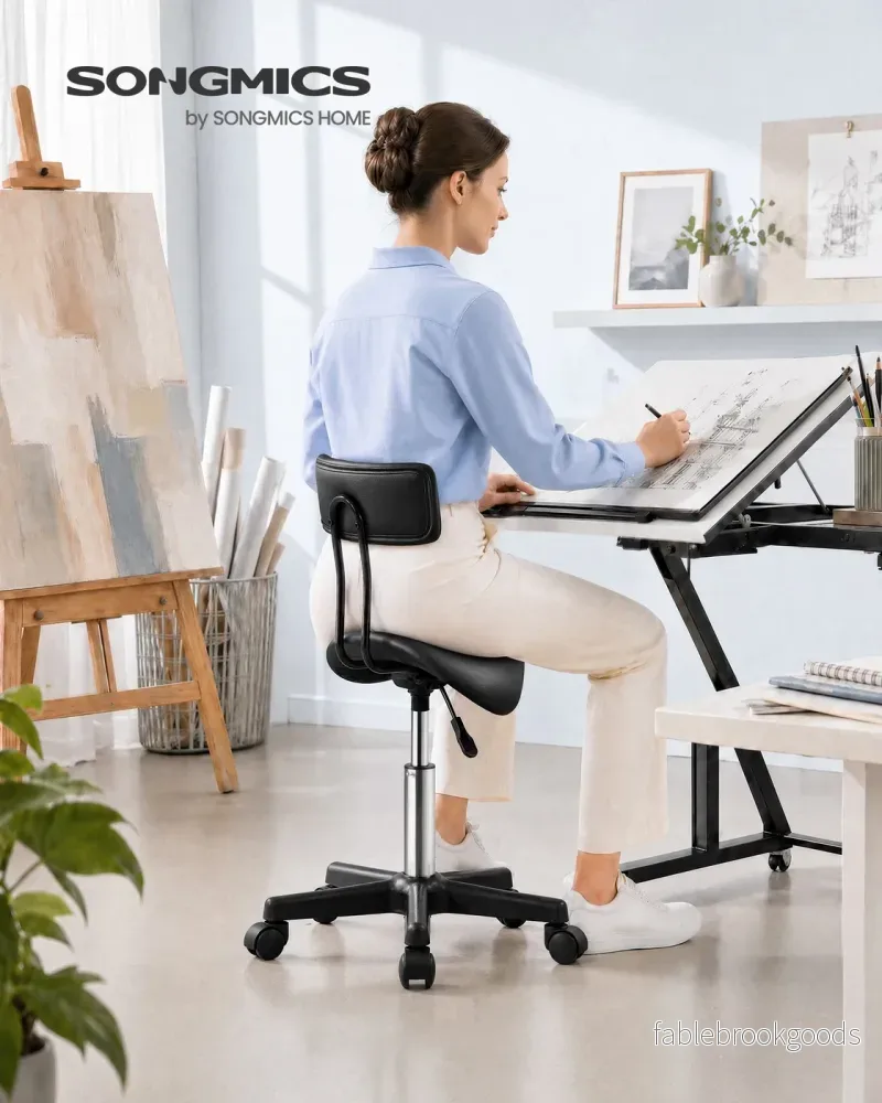 Zadelkruk - Ergonomisch - Op Wielen - 360° Draaibaar - Inktzwart - Bild 2