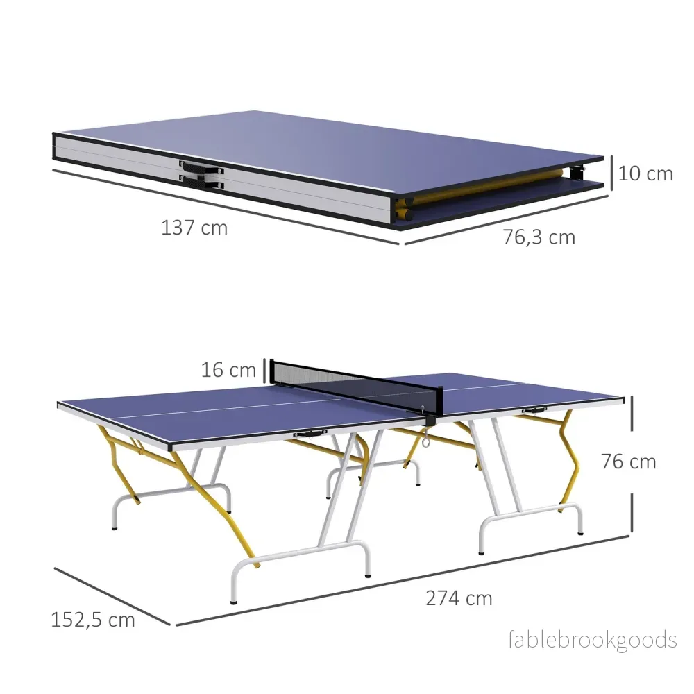 Fällbart bordtennisbord med nät, fladdermöss & bollar - Blå - Bild 3