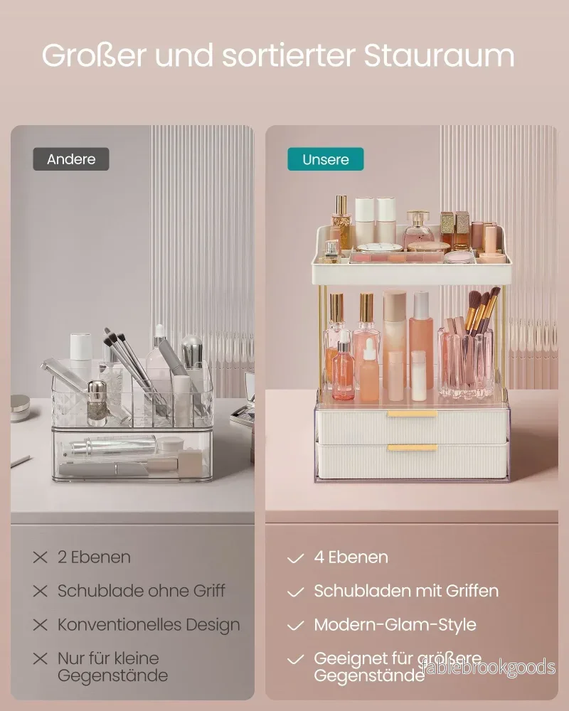 Makeup Organizer – 4 nivåer – Molnvit - Bild 3