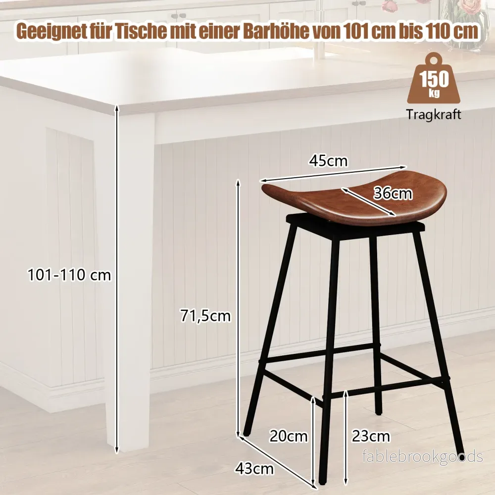 pack – svängbara barstolar med vadderad konstlädersits och fotstöd moderna höga bruna – 2 – Brun - Bild 2
