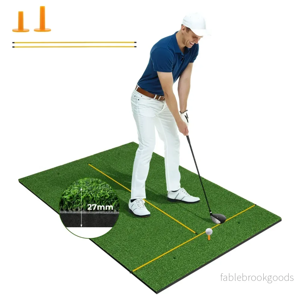 i – golf tee matta med konstgräs, tees, inriktningsstänger och förborrade hål – 3 1 2 2 6 152 x 92 cm 27 mm – Grön - Bild 3