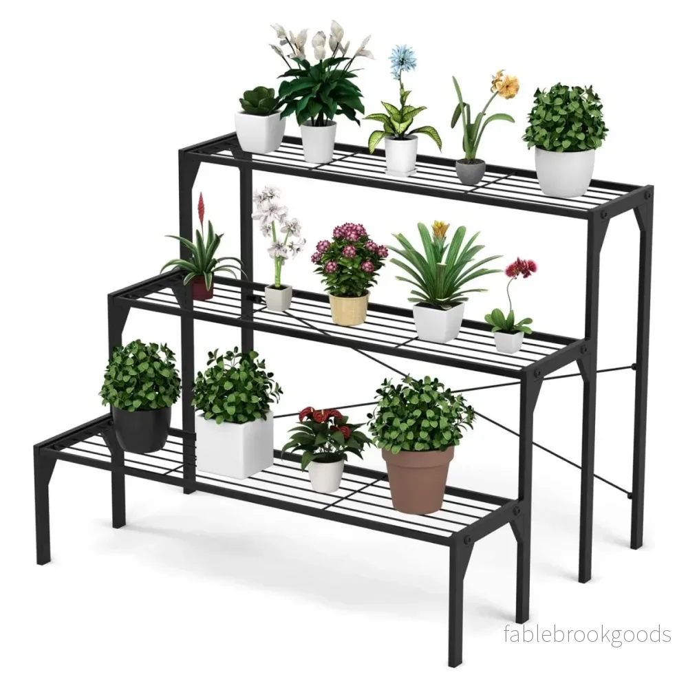 vånings – metall blomtrappa blomhylla växtställ växthylla konstruktion – 3 – Svart - Bild 2