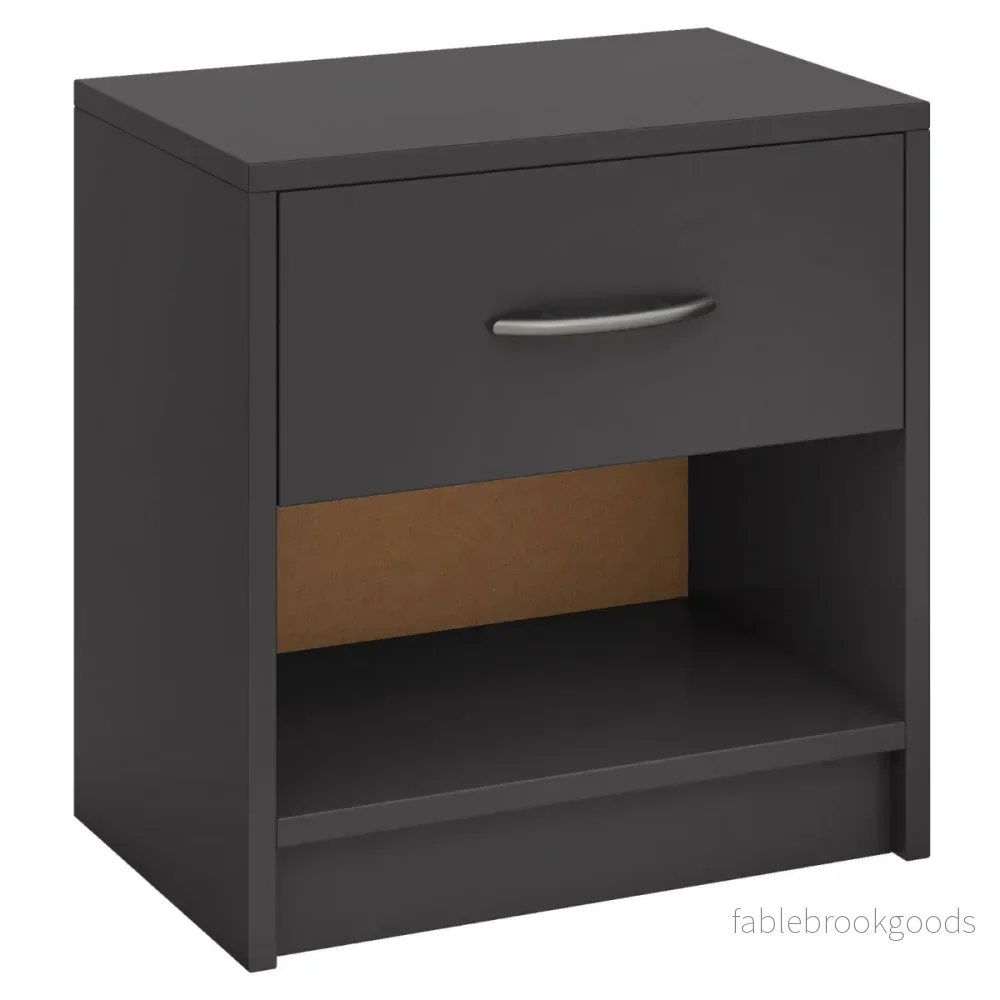Sängbord – med låda Litet sidobord öppet fack – 38,5 x 28 x 40,5 cm – Grå