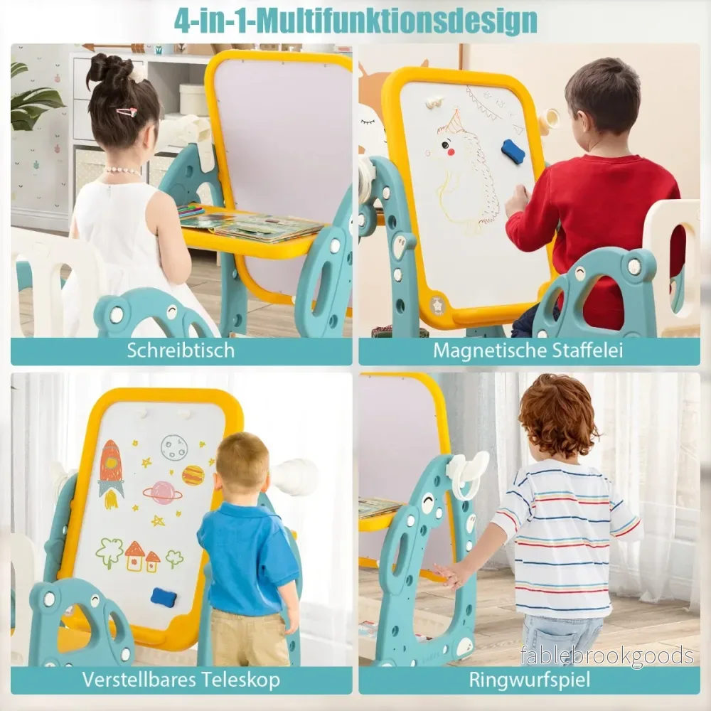 i – staffli för barn med nivå justerbar whiteboard och målningstillbehör + – 2 1 3 – Blå och gul - Bild 2