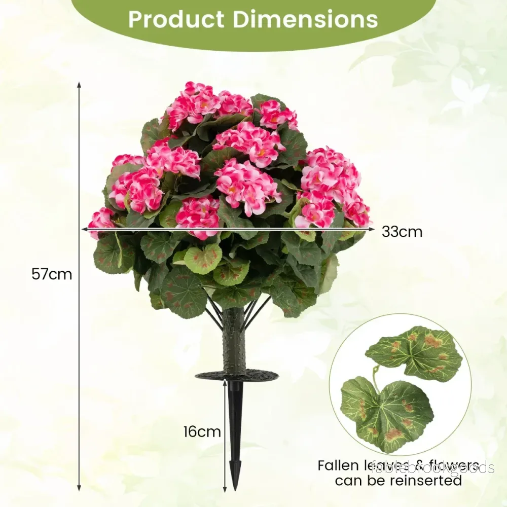 Delnings – Set Konstgjorda Pelargoner Med Realistisk PE Stam och Silkblommor Blad – 2 – Rosa - Bild 2