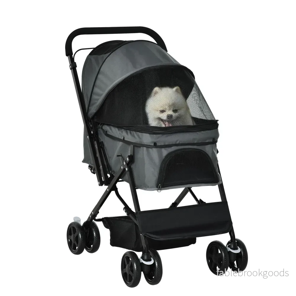 Hundvagn, Buggy för små husdjur, mörkgrå Oxford 76,5 cm