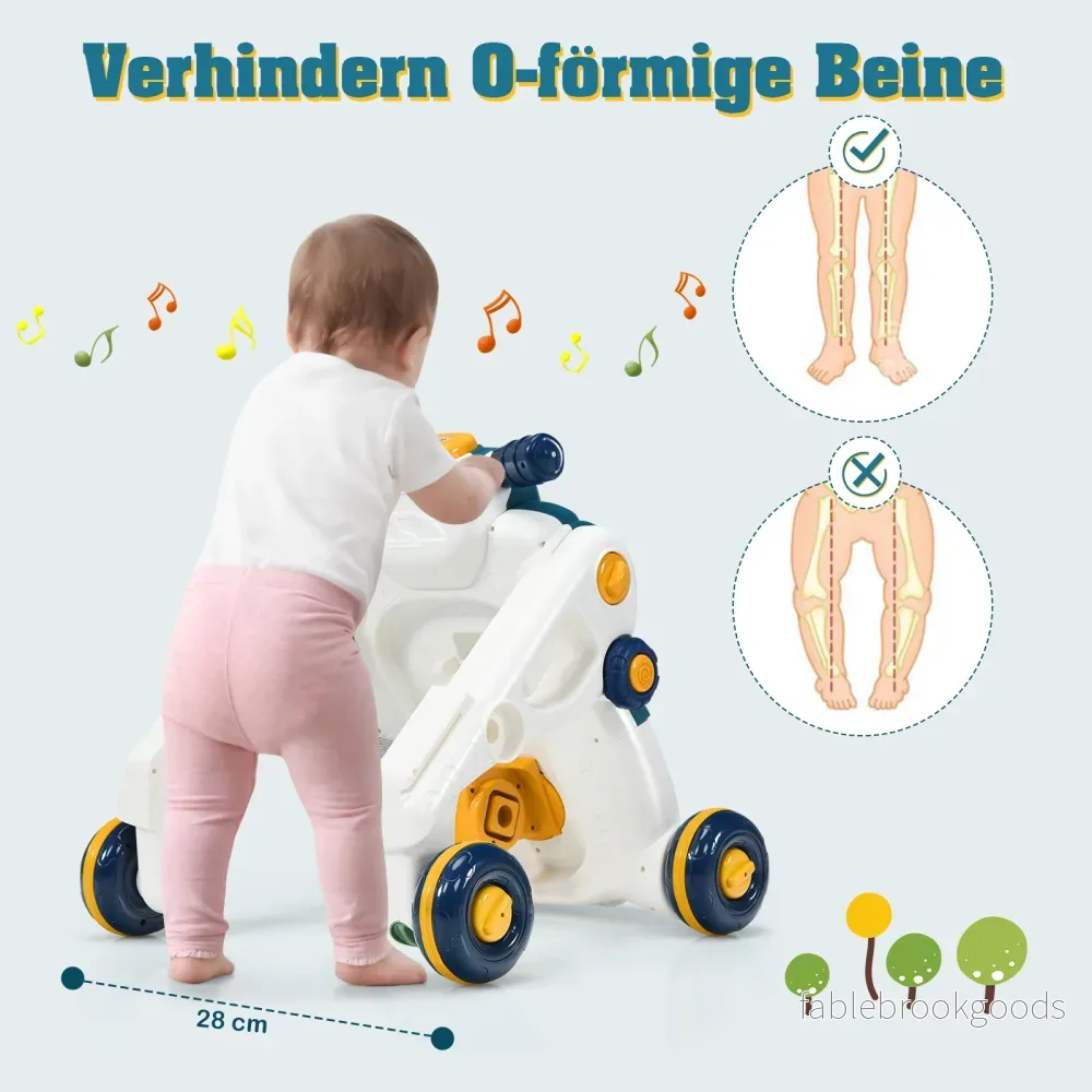 i – barnrullator med lampor och musik babyrullator åkande bilspelbräda – 3 1 – Blå och vit - Bild 3