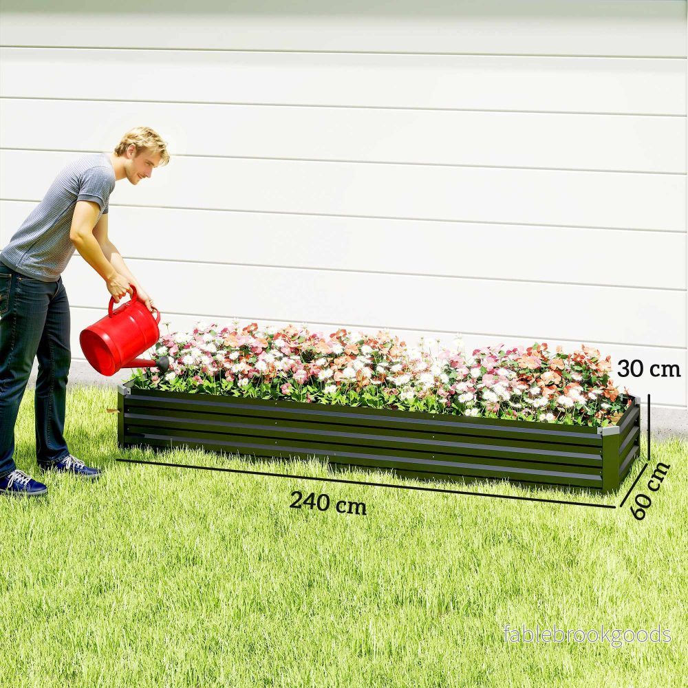 Upphöjd trädgårdsbädd, väderbeständig, öppen botten, 240x60x30 cm - Bild 3