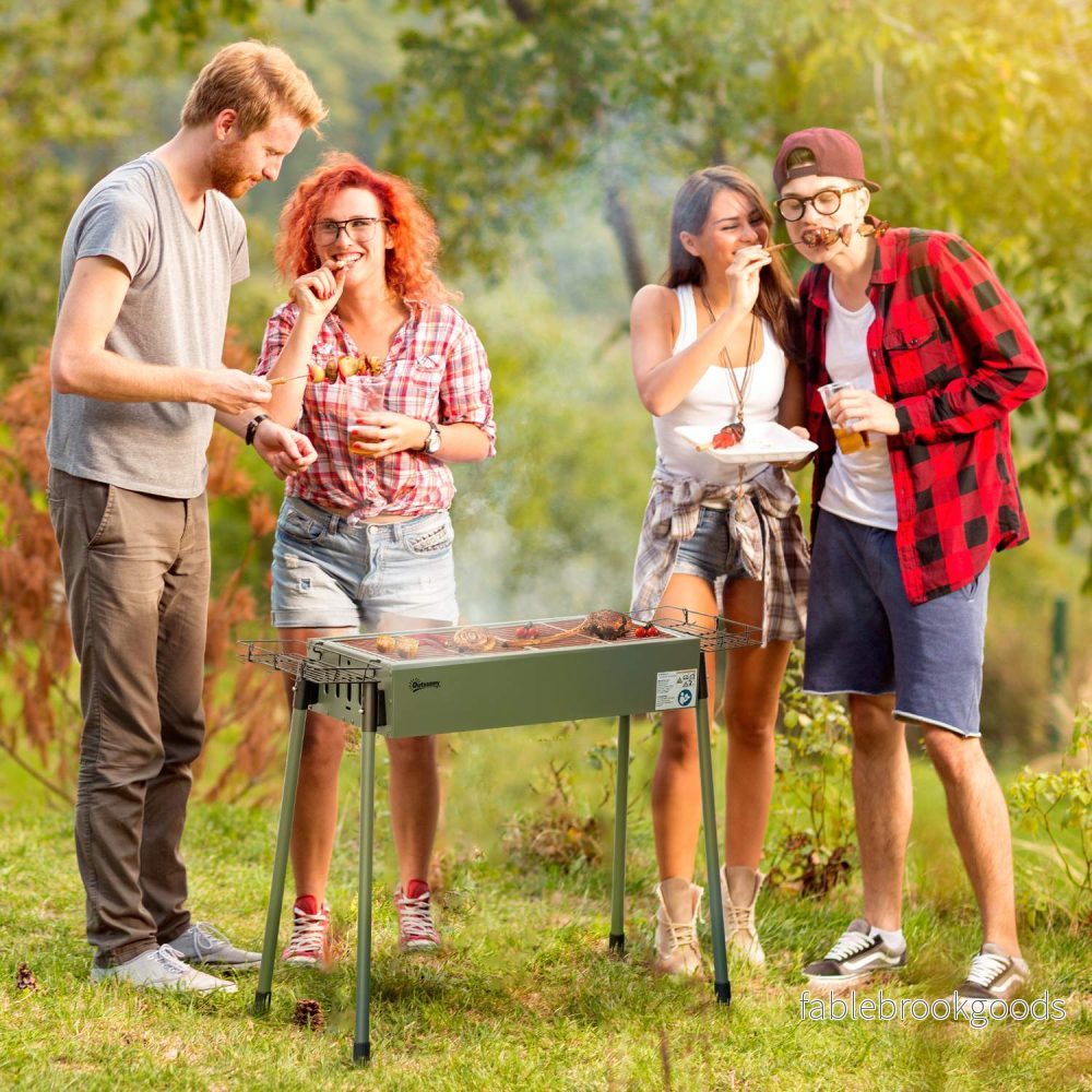 Charcoal Camping Grill – Rostfritt stål, sidokorgar Charcoal Camping Grill – Rostfritt stål, sidokorgar