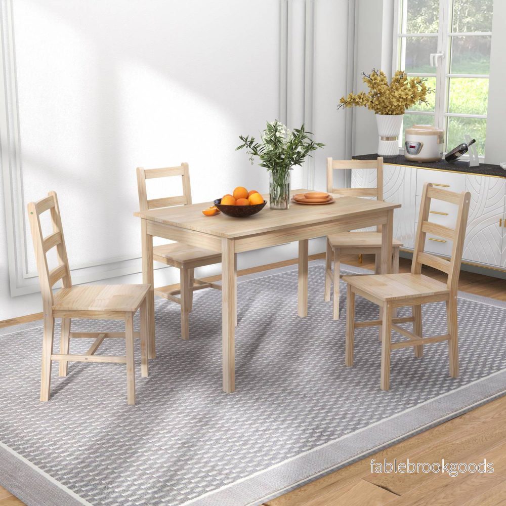 5-delad matsalsset i massivt trä, platsbesparande design - Bild 2