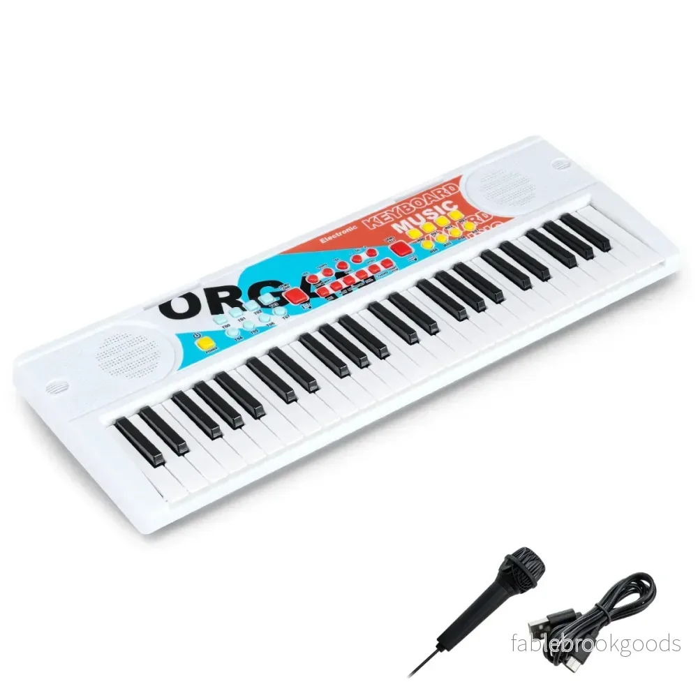 tangenter – barnpiano keyboard med rytmer och ljud Bärbart elektriskt Vitt – 49 8 8 – Vit