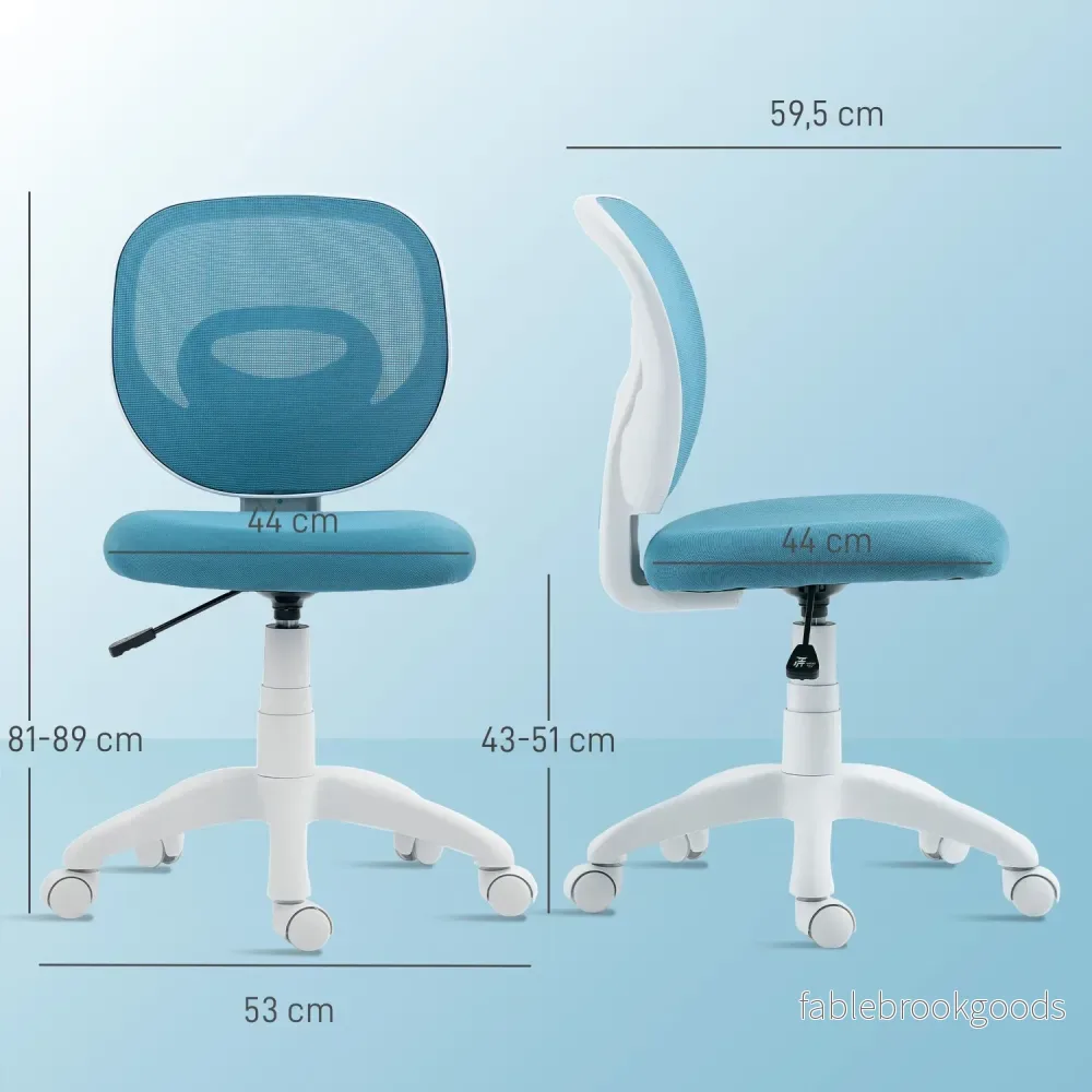 Ergonomisk kontorsstol, justerbar höjd, blått nät - Bild 3