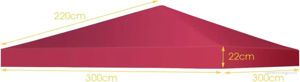 Paviljongersättningstak – solskyddskåpa med kardborrefästen vin – 300 x 300 cm – Vinröd - Bild 2