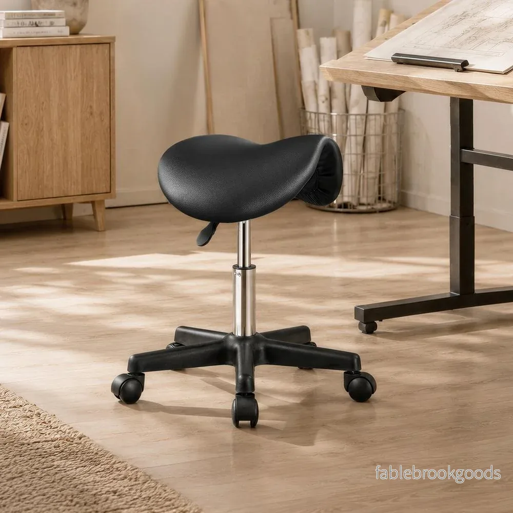 Zadelkruk - Ergonomisch - Op Wielen - In Hoogte Verstelbaar - Zwart - Bild 3
