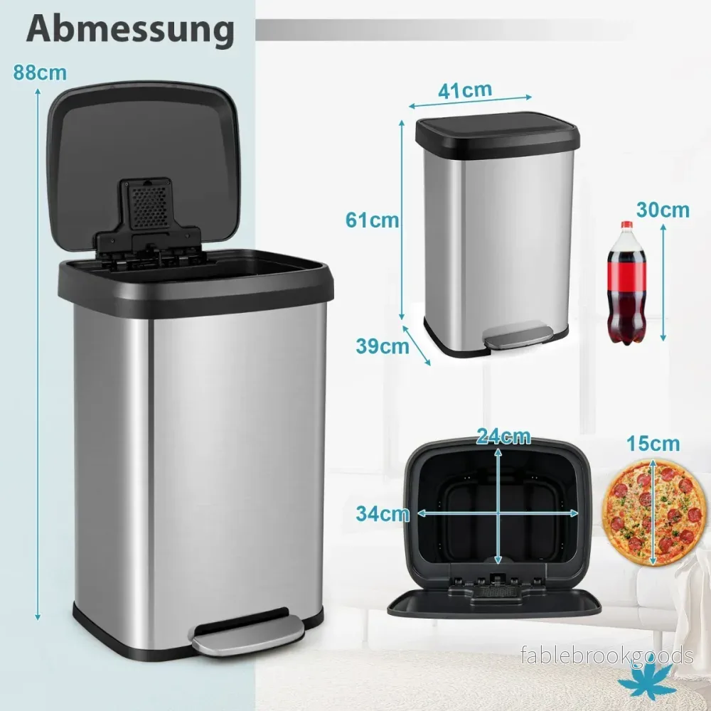 50L – kökssoptunna med mjukstängande lock och deodoriseringsfack – Silver - Bild 2