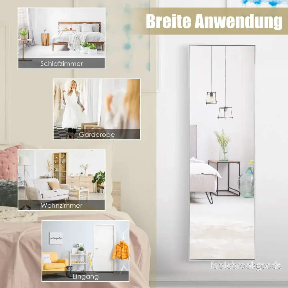 Hellängdsspegel – med höjdjusterbara hängkrokar Väggspegel – 37 x 120 cm – Silver - Bild 2
