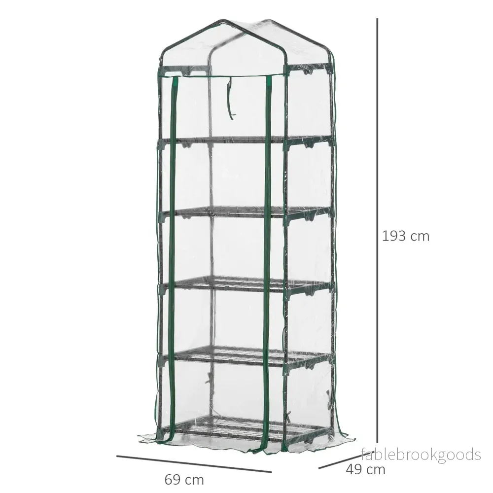 Miniväxthus med 5 hyllor för växter, 69x49x193 cm - Bild 3
