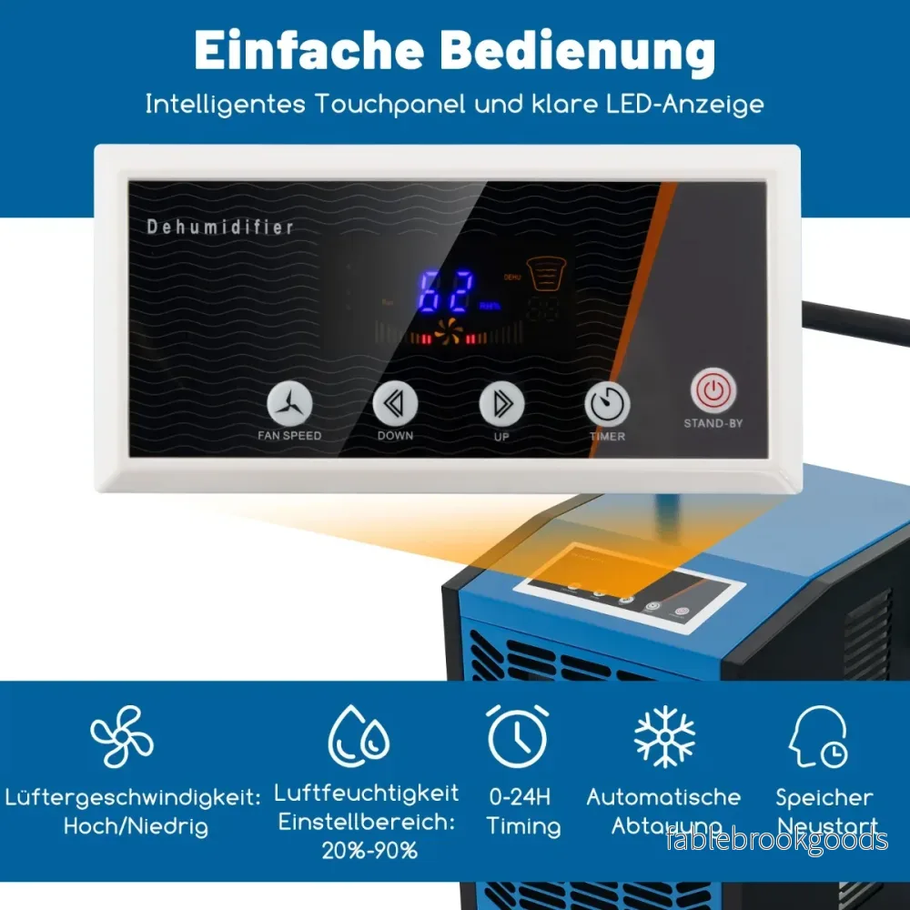 Kommersiell – avfuktare med pump och avloppsslang timmarstimer hjul – 24 4 – Blå - Bild 2
