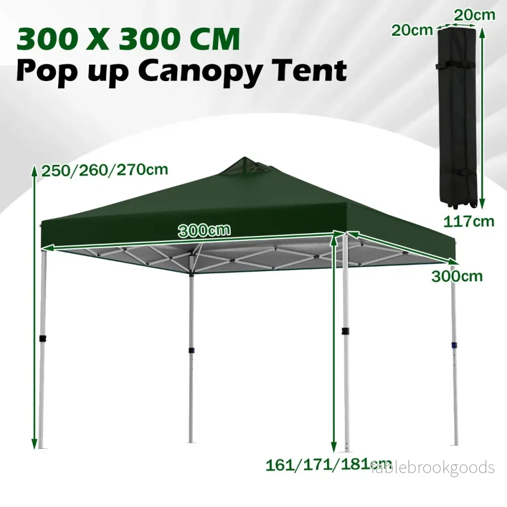 Pop – up paviljong med sandsäckar och markpinnar rep Fällbar – 4 3 x 3 m – Grön - Bild 2