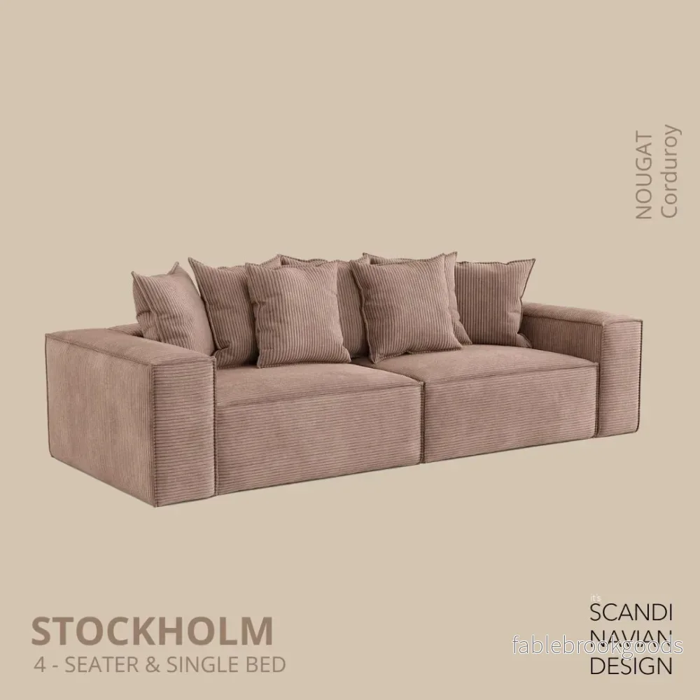 Stockholm 4-seater sofa/single bed Corduroy Nougat removable & washable cover Stockholm 4-seater sofa/single bed Corduroy Nougat removable & washable cover