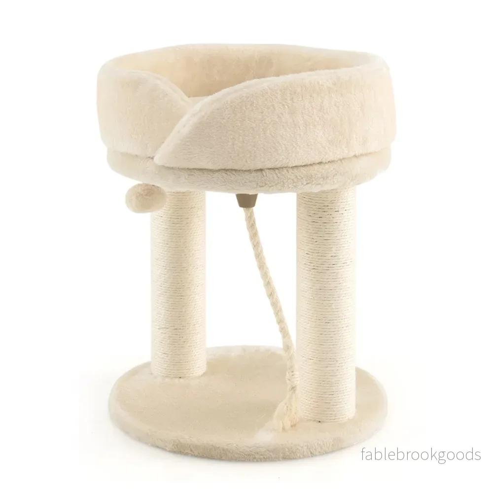Cat – Tree Scratching Post med mjuk sits Sisal Tower för katter – Beige - Bild 2