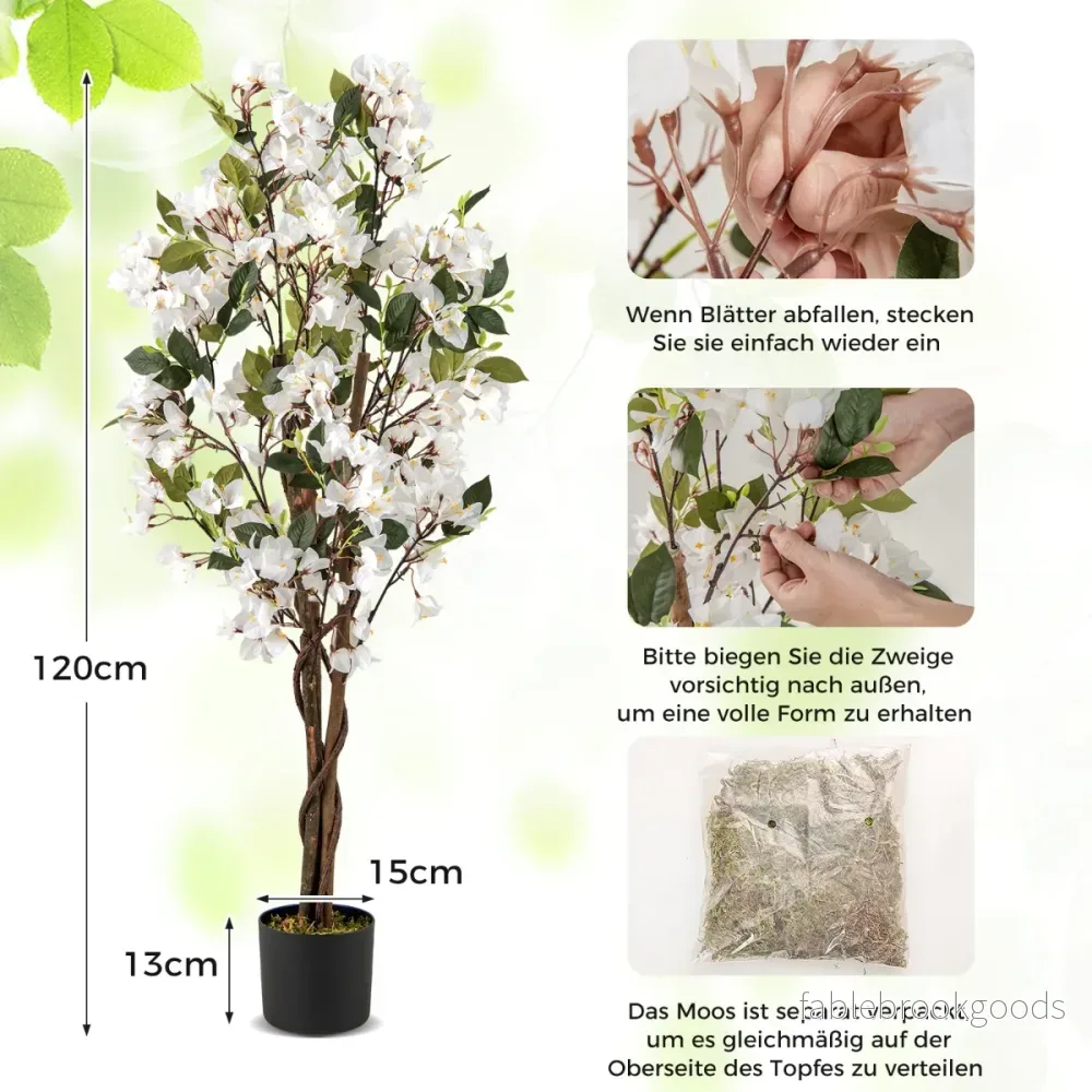 Konstgjord – träd med blommor i kruka bougainvillea växter styck – 1 120 cm – Vit - Bild 2