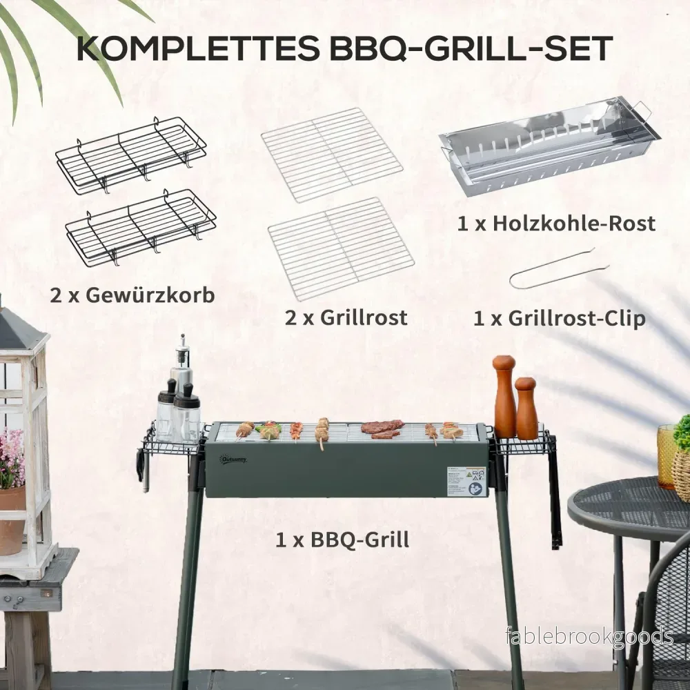 Charcoal Camping Grill – Rostfritt stål, sidokorgar - Bild 3