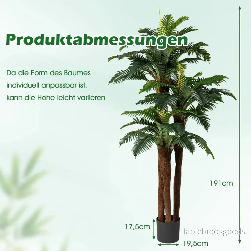 pack – Konstgjorda palmer med justerbara blad och äkta stammar mossa inomhusväxt – 2 3 – Grön - Bild 2
