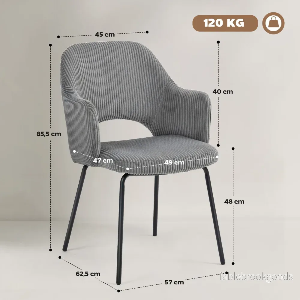 Matstol, sladdklädsel, snäckformad, metallben, grå - Bild 3