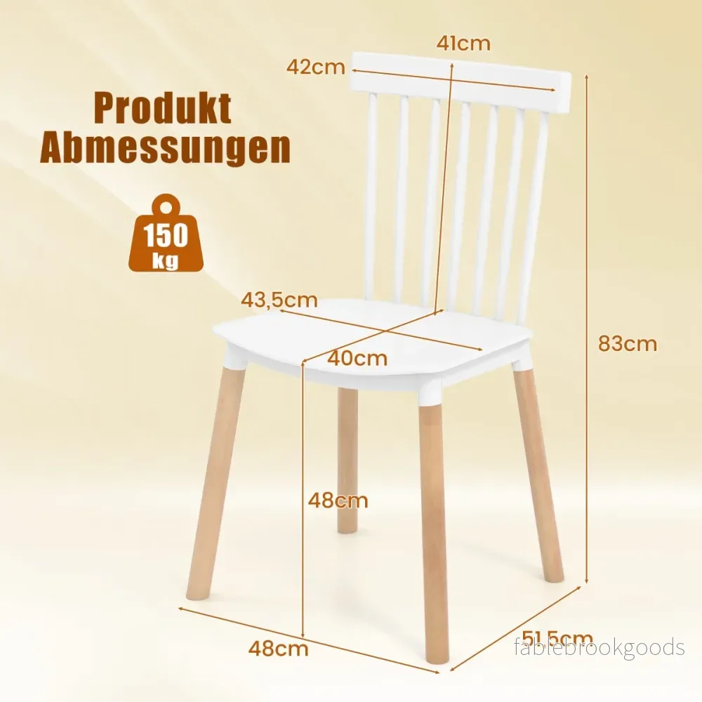 Set – med matstolar spindelryggar och böjda säten Armlösa – 4 – Vit - Bild 2