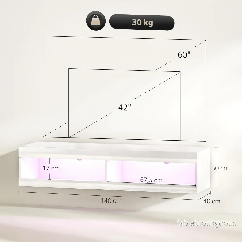 Väggmonterat TV-stativ med RGB LED för 55-60 tums TV-apparater - Bild 3