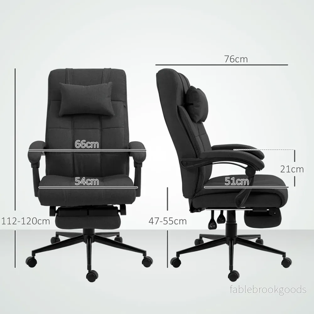 Kontorsstol med fotstöd, ergonomisk snurrstol, svart - Bild 3