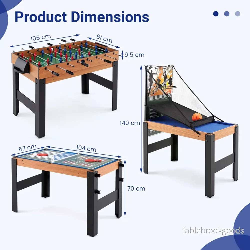 i – spelbord set multifunktionellt med fotbollsbord hockey biljard bordtennis m.m. Naturfärg – 14 1 - Bild 2