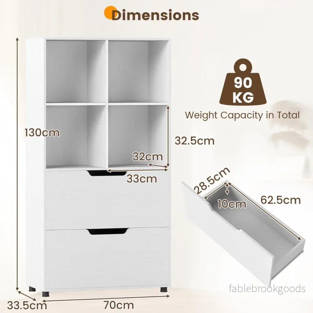 Kub – Bokhylla med Låda steg fristående – 4 2 130 cm 5 – Vit - Bild 2