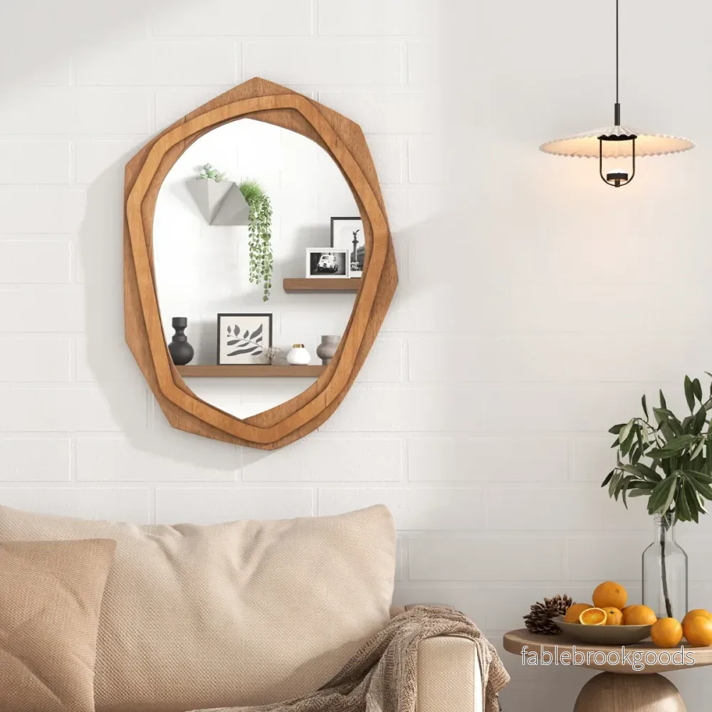 Oregelbunden – inramad dekorativ spegel Vattentät – 89,5 x 66 cm – Natur - Bild 3