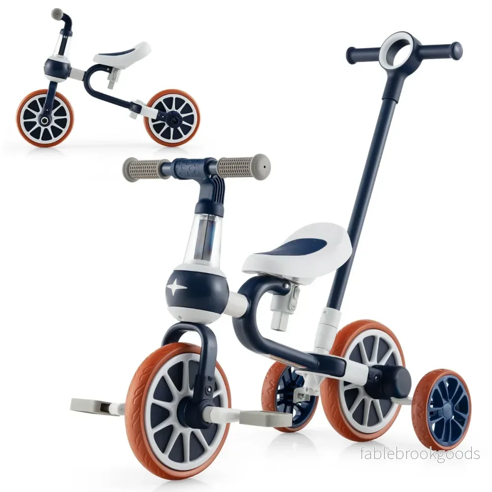 Barncykel – i förskolecykel med föräldrahandtag Marin – 4 1 37 x 72 x 101 cm – Mörkblå - Bild 2
