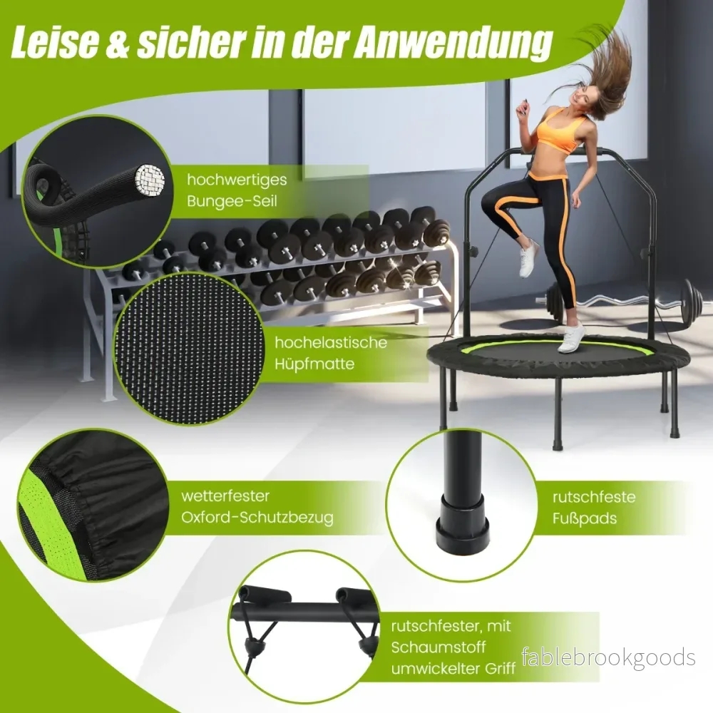 Ministudsmatta – med höjdjusterbart handtag och motståndsband Gröna – 2 Ø 101 cm – Grön - Bild 3