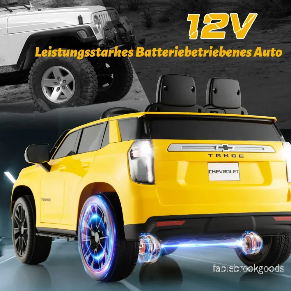 Chevrolet – elbil för barn med 2,4G fjärrkontroll och fjädring lampor musik – Gul - Bild 2