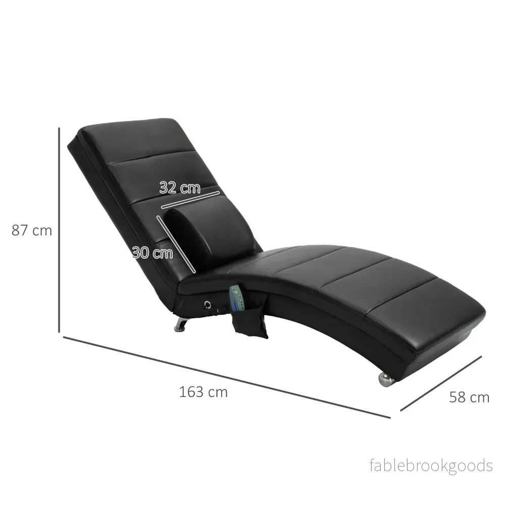Massageloungestol, högt ryggstöd, konstläder, svart - Bild 3
