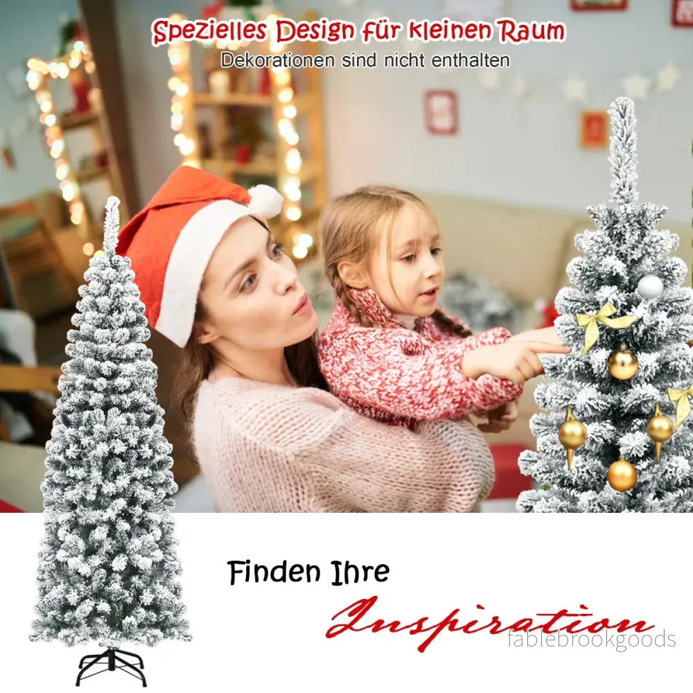 Blyertsjulgran – med snö Konstgjord metallstativ + – 180 cm – Grön och vit - Bild 3