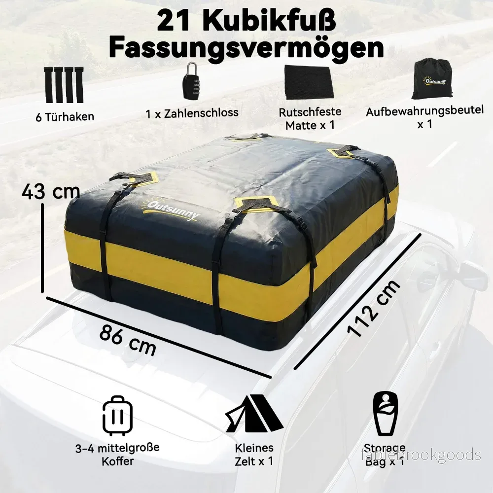Vattentät lastbox på biltaket 425L med remmar och krokar - Bild 3