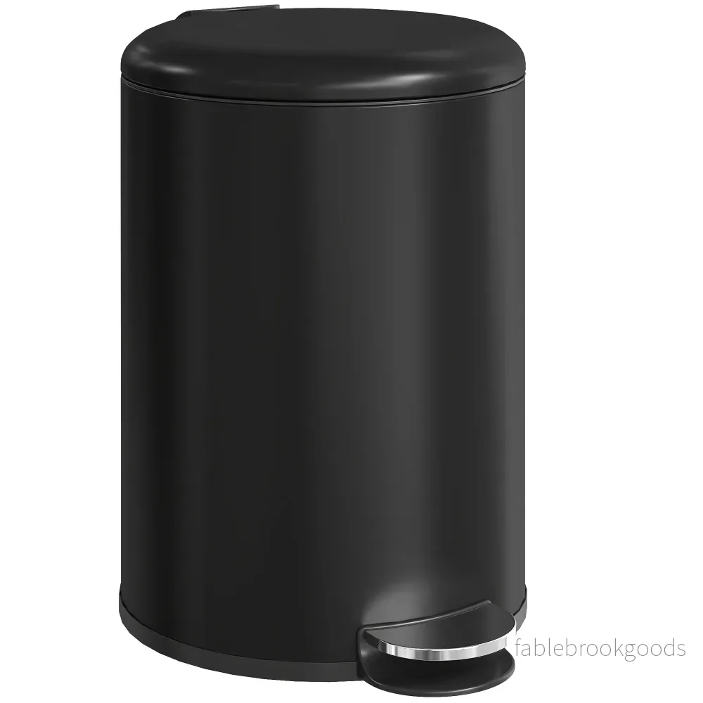 20L pedalpapperskorg, mjukstängande lock, svart metall