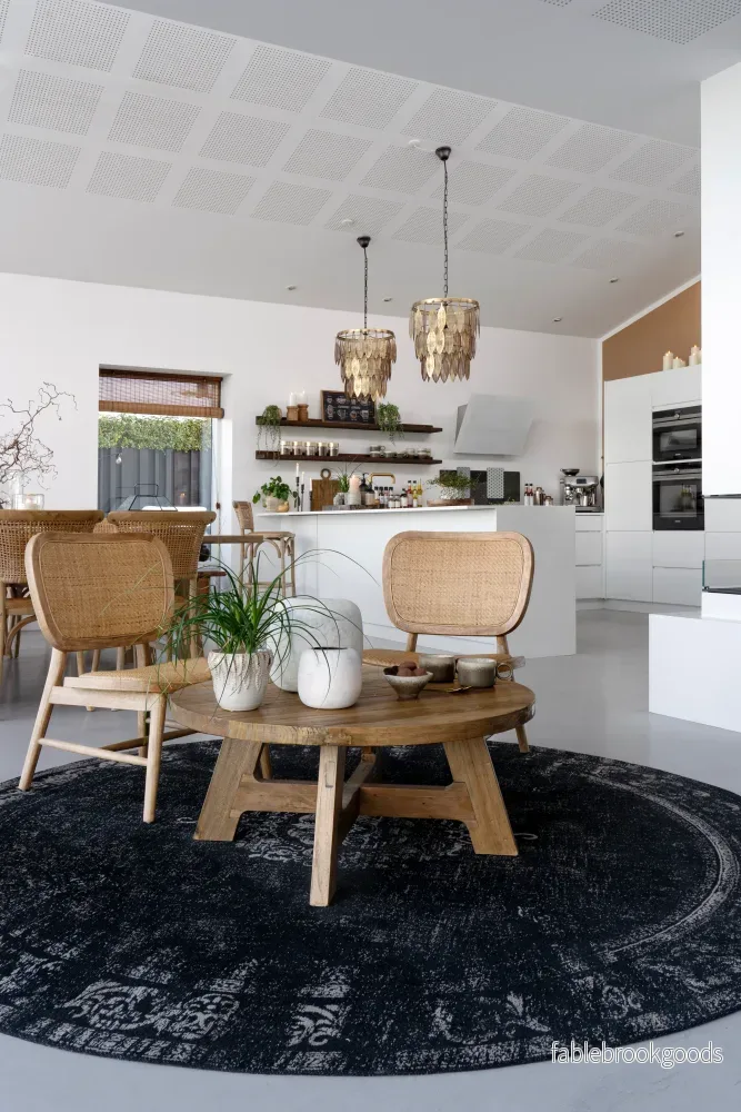 Loungestol med tygsits och rund flätad rygg - Bild 2