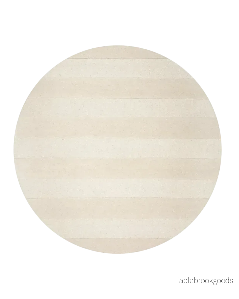 Måttbeställd Matta Stripe Boucle Ivory Rund